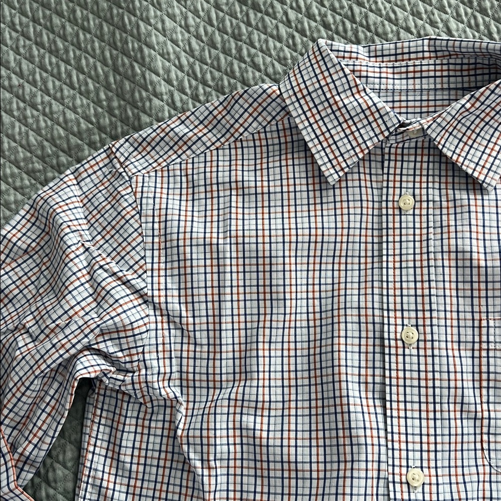 Cat & Jack Orange and Blue Plaid Button Down Shirt